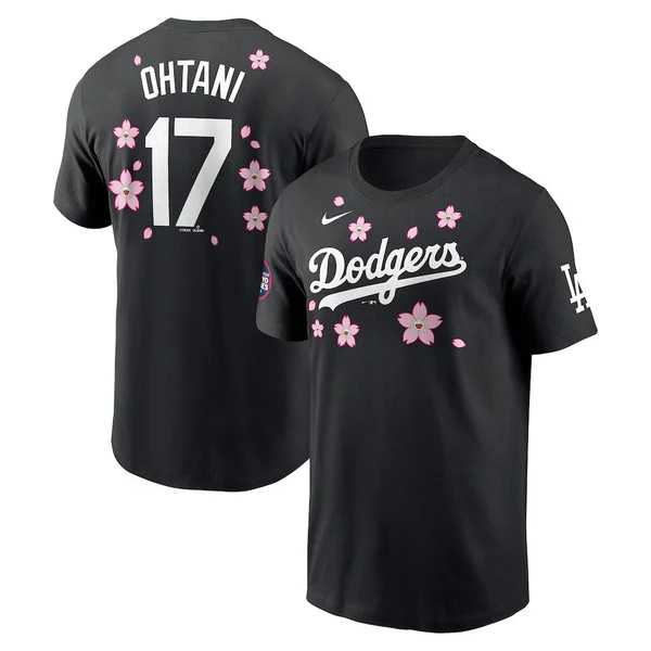 Men's Los Angeles Dodgers #17 Shohei Ohtani Black 2025 Tokyo Series Name & Number T-Shirt,We sell and wholesale Men's Los Angeles Dodgers #17 Shohei Ohtani Black 2025 Tokyo Series Name & Number T-Shirt on line form chian!